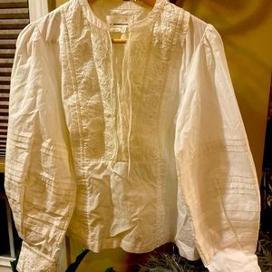 White long puffy sleeve cotton shirt